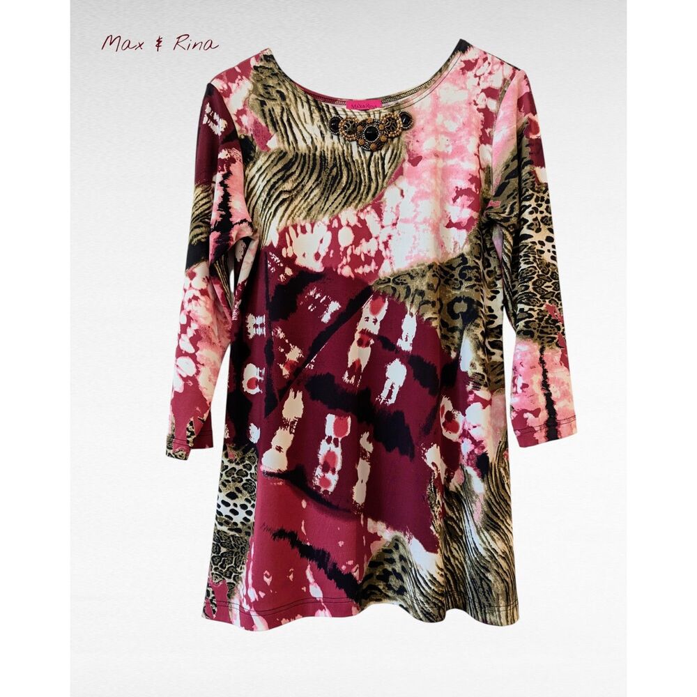 Max & Rina abstract embellished tunic mini dress  Sz M